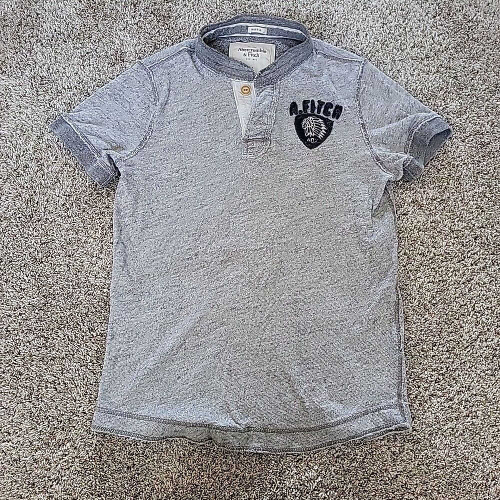 Abercrombie & Fitch Men's M Gray‎ Short Sleeve Tee Muscle VTG RARE Embroidered
